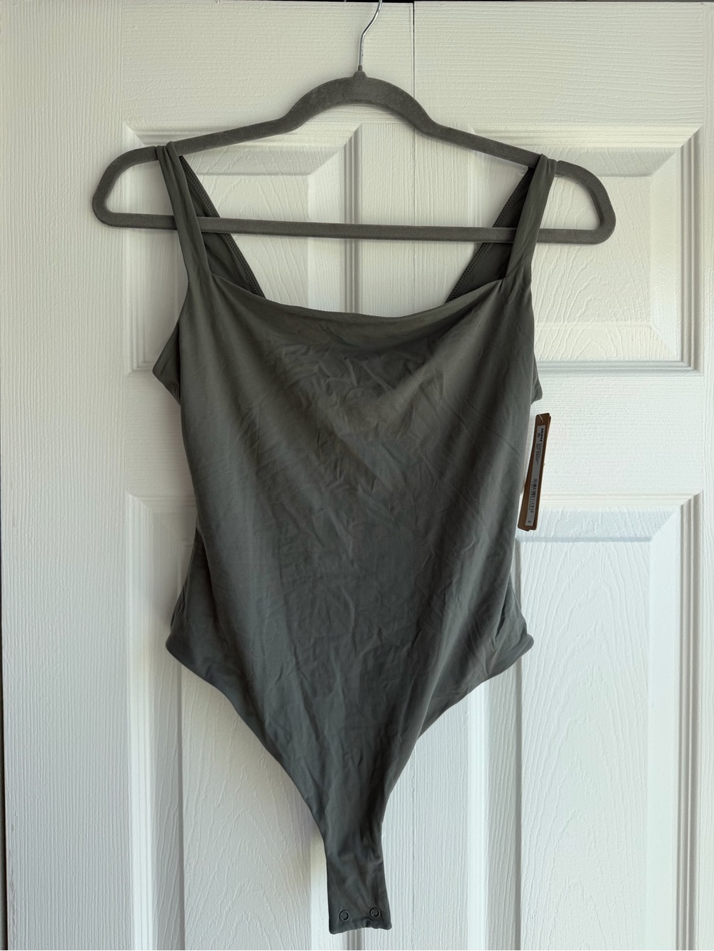Skims Fits Everybody Square Neck Bodysuit Gunmetal Large